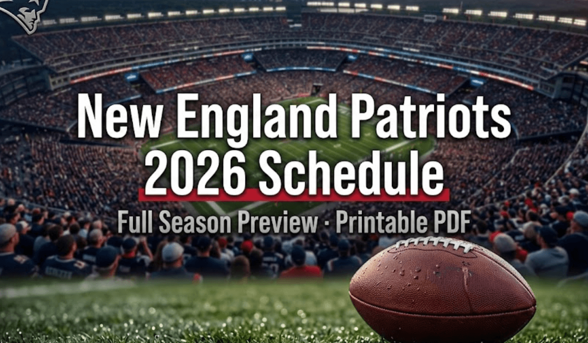 New England Patriots Schedule 2026 - Printable PDF