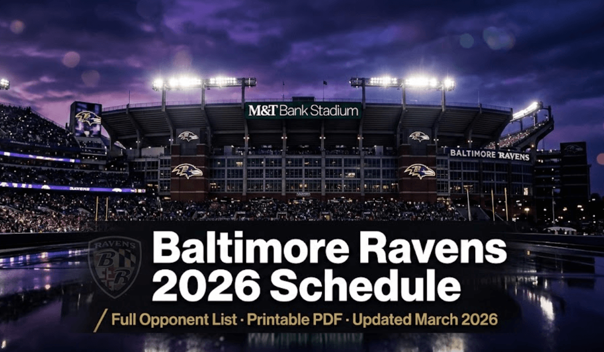 Baltimore Ravens Schedule 2026: Printable PDF