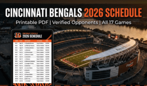 Cincinnati Bengals Schedule 2026 - Printable PDF