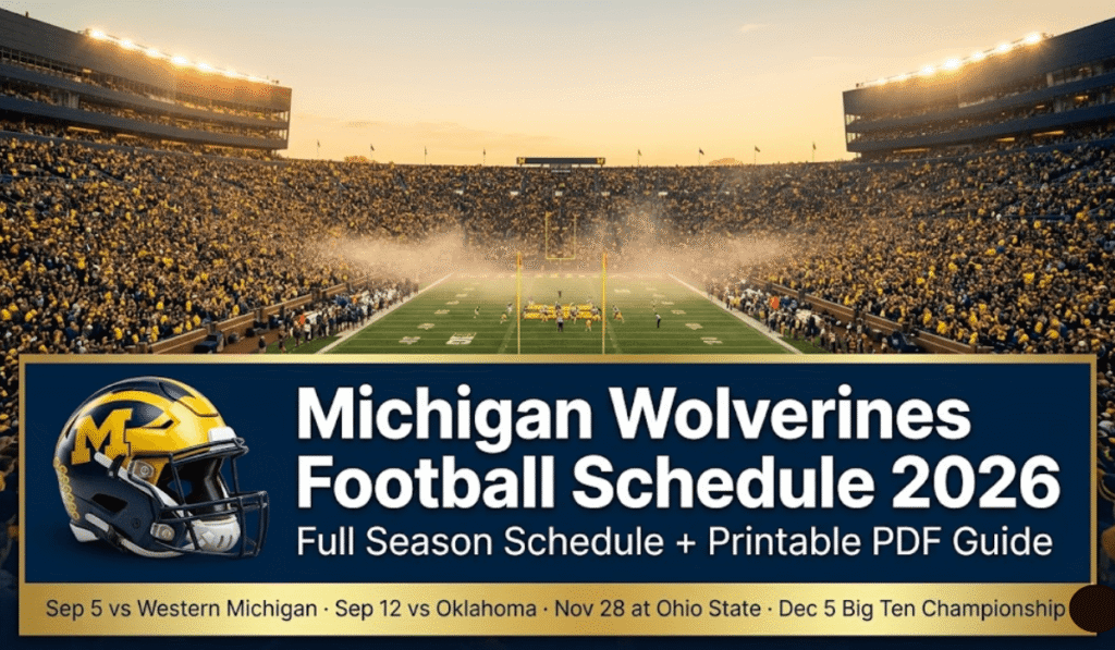 Michigan Wolverines Football Schedule 2026 - Printable PDF