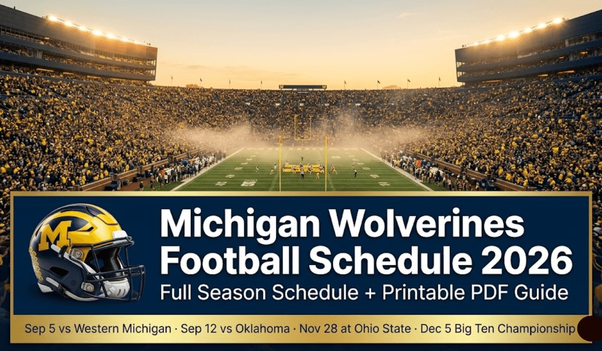 Michigan Wolverines Football Schedule 2026 - Printable PDF