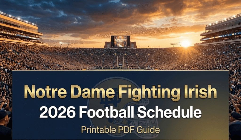 Notre Dame Fighting Irish Football Schedule 2026 - Printable PDF