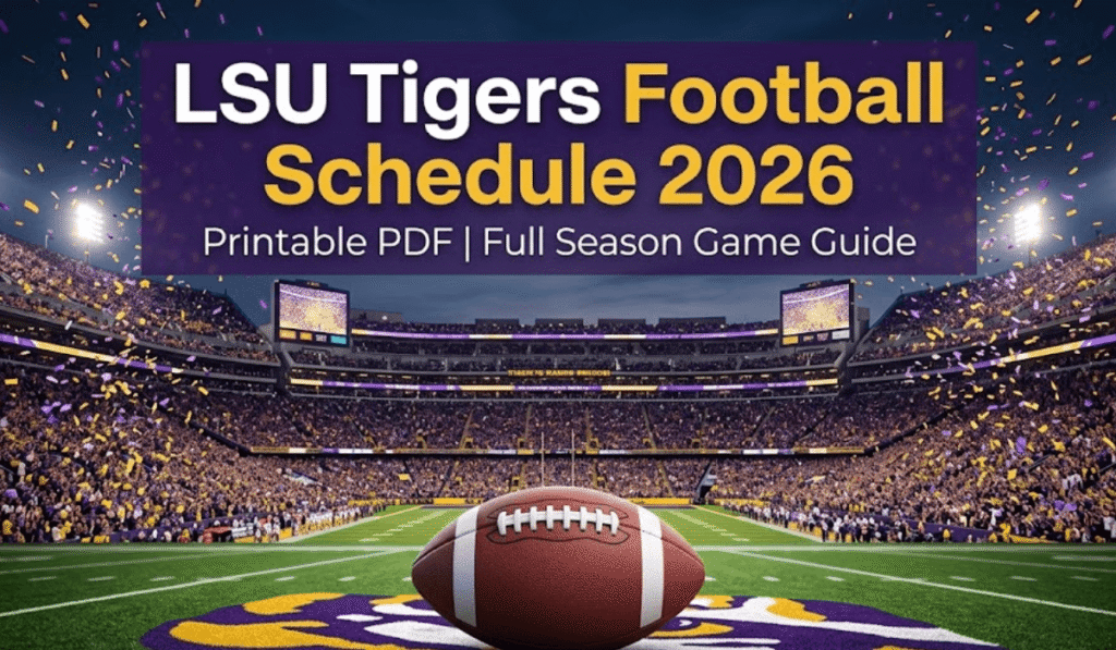 LSU Tigers Football Schedule 2026 - Printable PDF