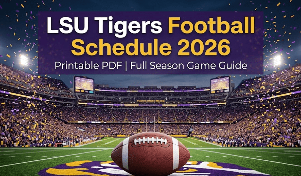 LSU Tigers Football Schedule 2026 - Printable PDF