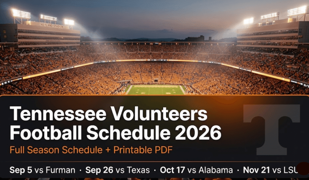 Tennessee Volunteers Football Schedule 2026: Printable PDF