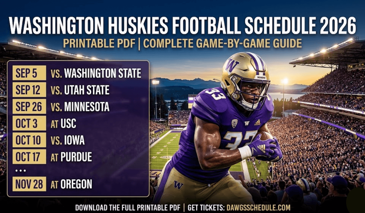 Washington Huskies Football Schedule 2026: Printable PDF