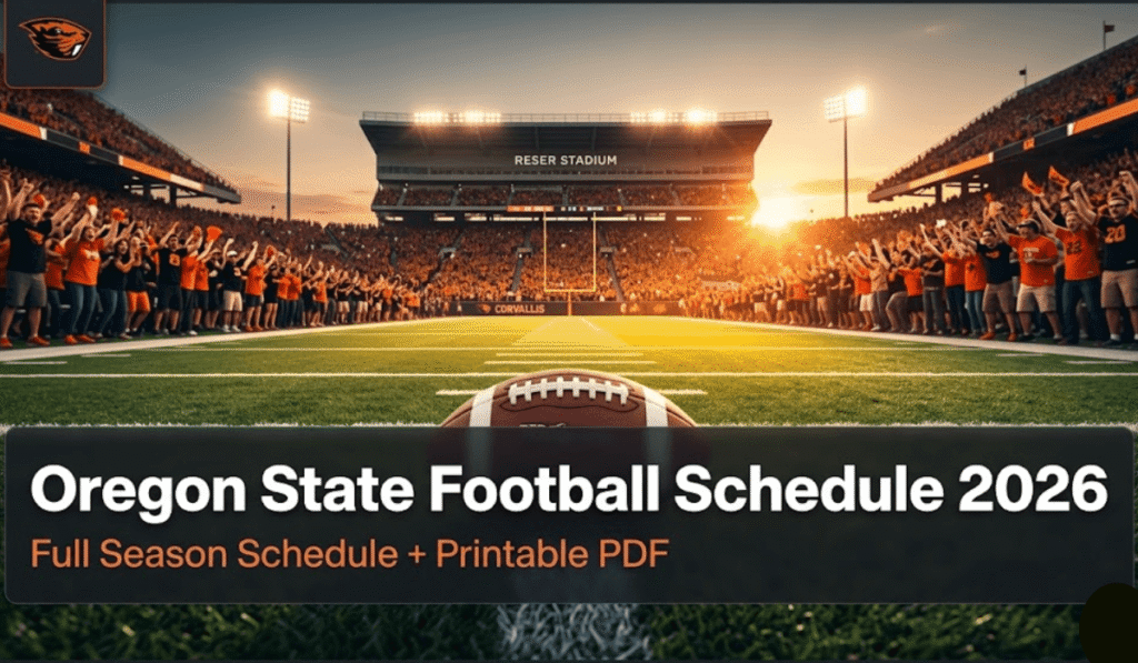 Oregon State Football Schedule 2026: Printable PDF