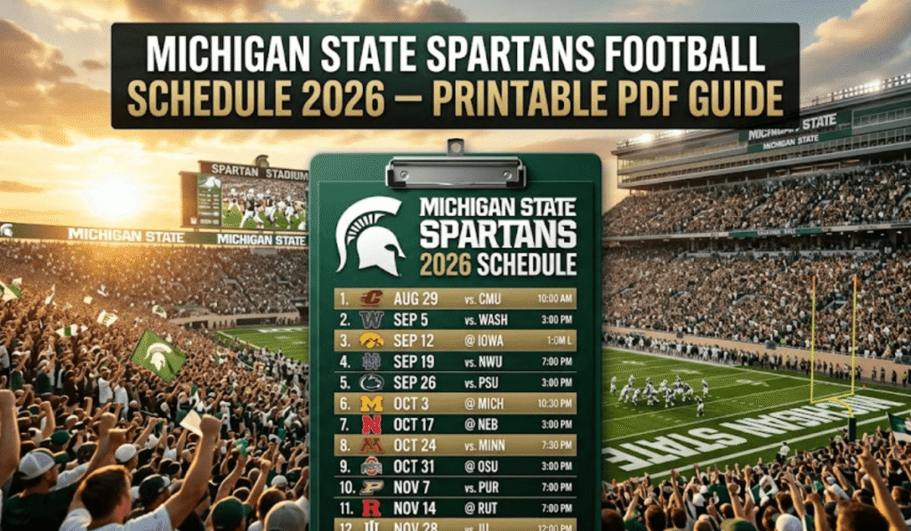 Michigan State Spartans Football Schedule 2026: Printable PDF