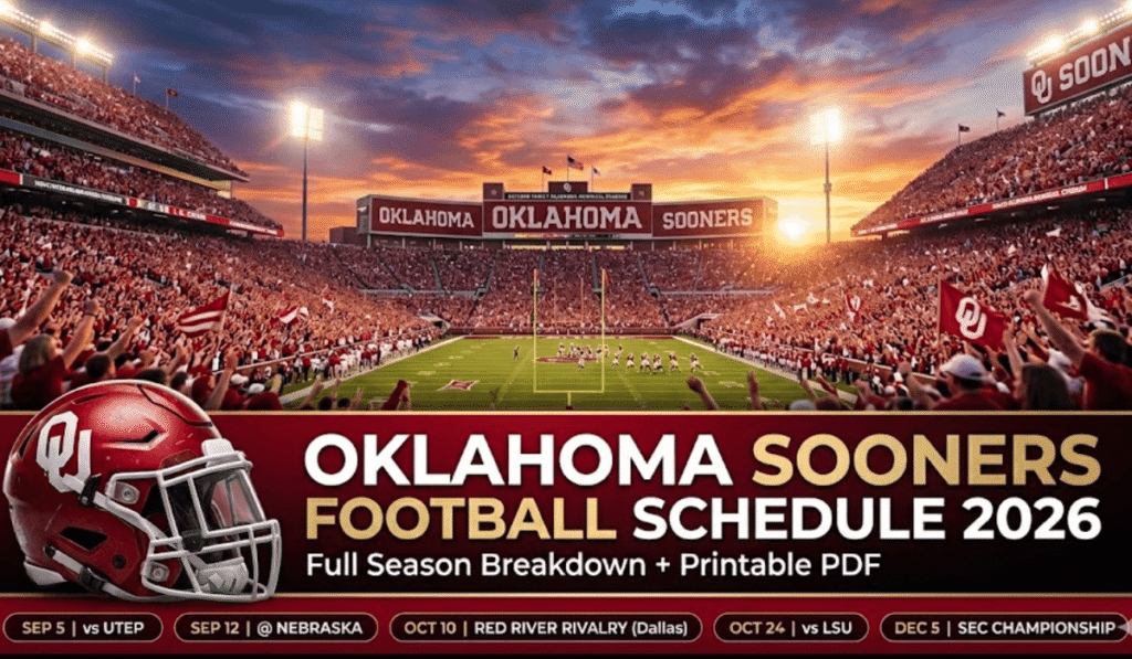 Oklahoma Sooners Football Schedule 2026 - Printable PDF