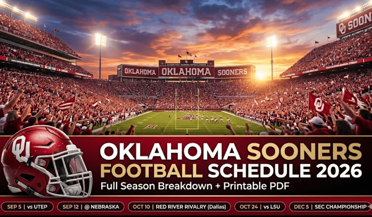 Oklahoma Sooners Football Schedule 2026 - Printable PDF