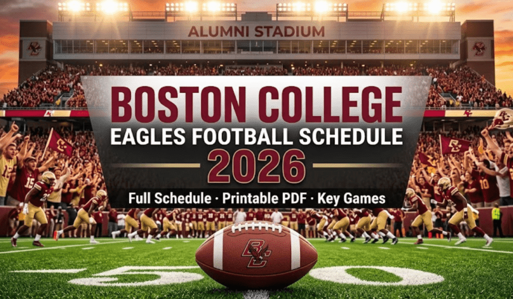 Boston College Eagles Football Schedule 2026 - Printable PDF