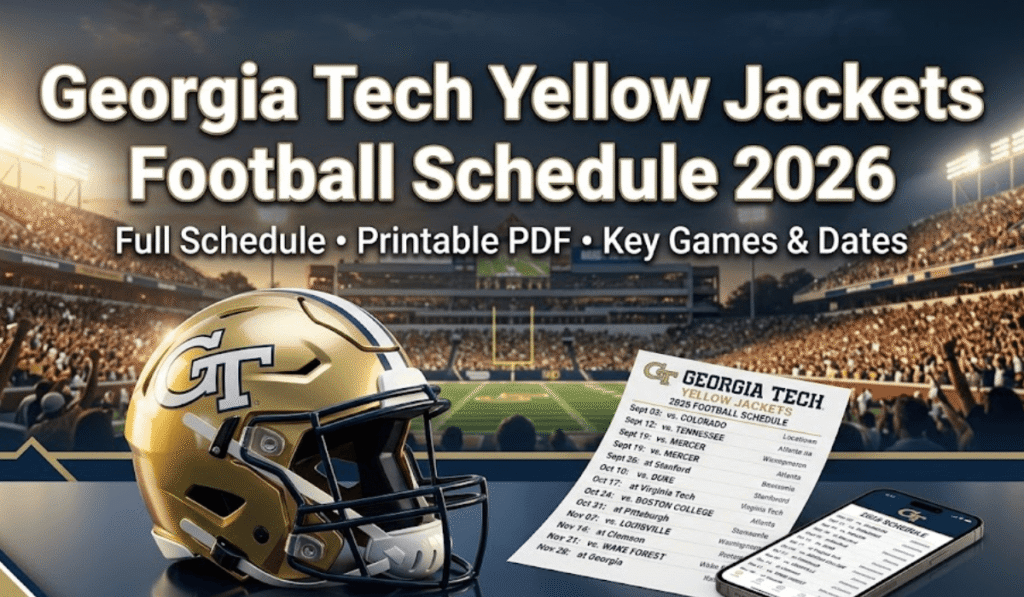 Georgia Tech Yellow Jackets Football Schedule 2026: Printable PDF