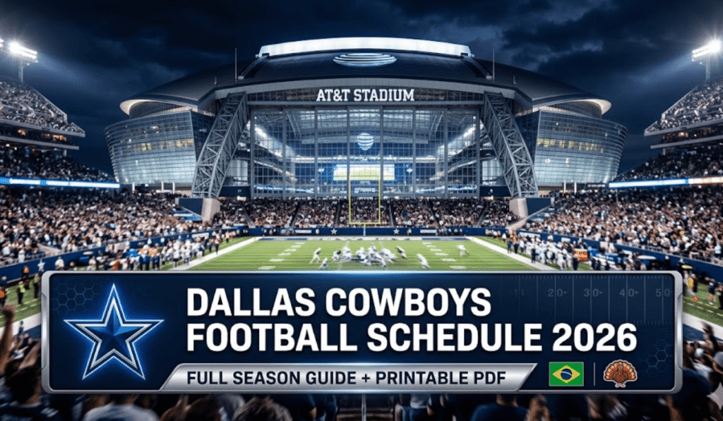 Dallas Cowboys Football Schedule 2026 - Printable PDF