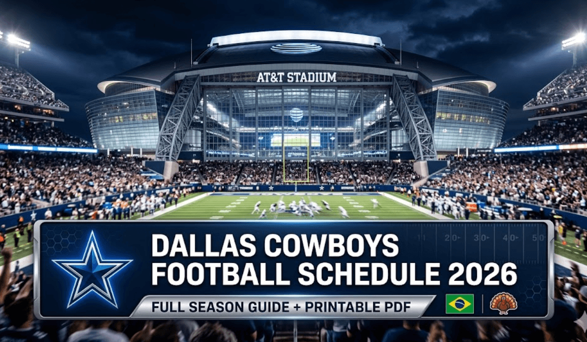Dallas Cowboys Football Schedule 2026 - Printable PDF