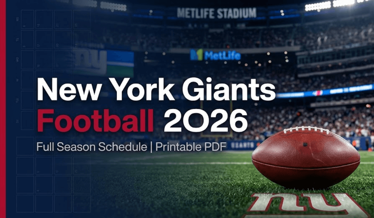 New York Giants Football Schedule 2026 - Printable PDF