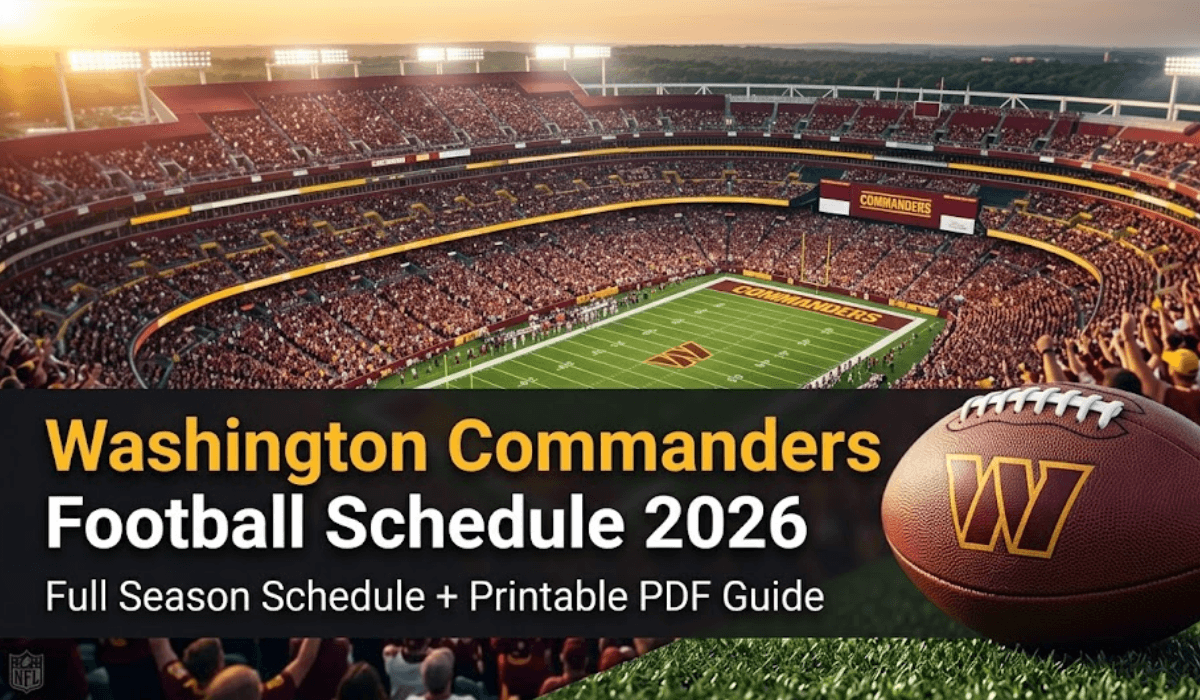 Washington Commanders Football Schedule 2026: Printable PDF